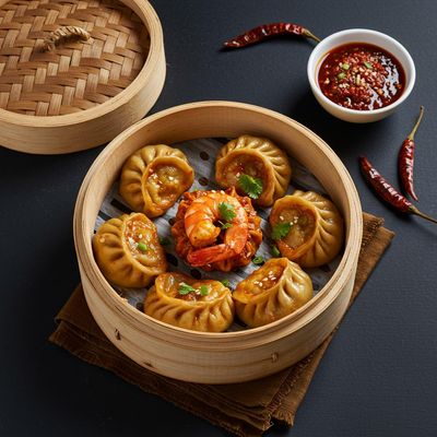 Prawns Steam Hot Chilli Masala Momos